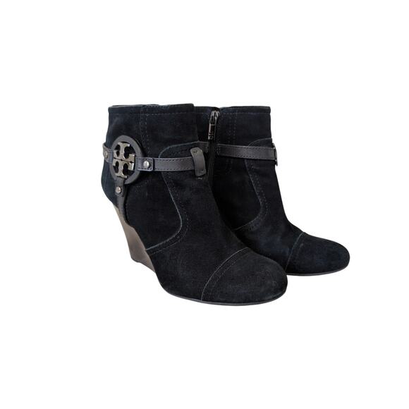 Tory Burch Aaden Wedge Soft Suede T Calf Bootie size 8.5 - Picture 1 of 7